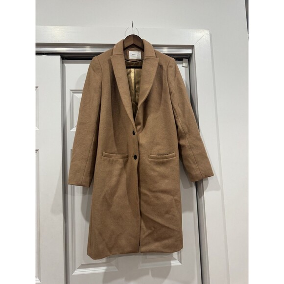 Emerson Fry Womens L Camel Wool Cashmere Barn Chorecoat Rain USA Trench Pea Coat - Picture 1 of 9